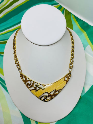 1980’s Cream and Gold Necklace Devil's Details